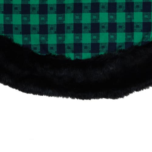 Northlight 48" Green And Black Plaid Plush Christmas Tree Skirt In Green