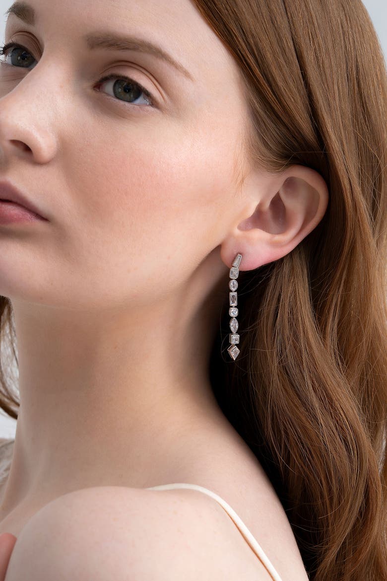 Facet Earrings, Alternate, color, Silver