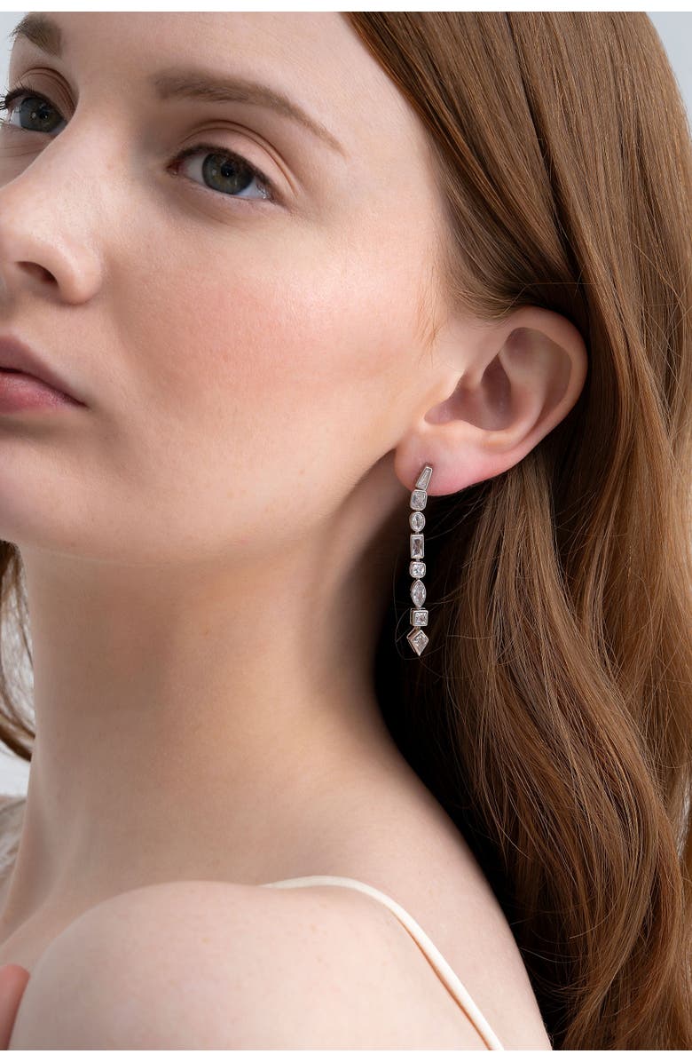 Zynnia Collective Facet Earrings, Alternate, color, Silver