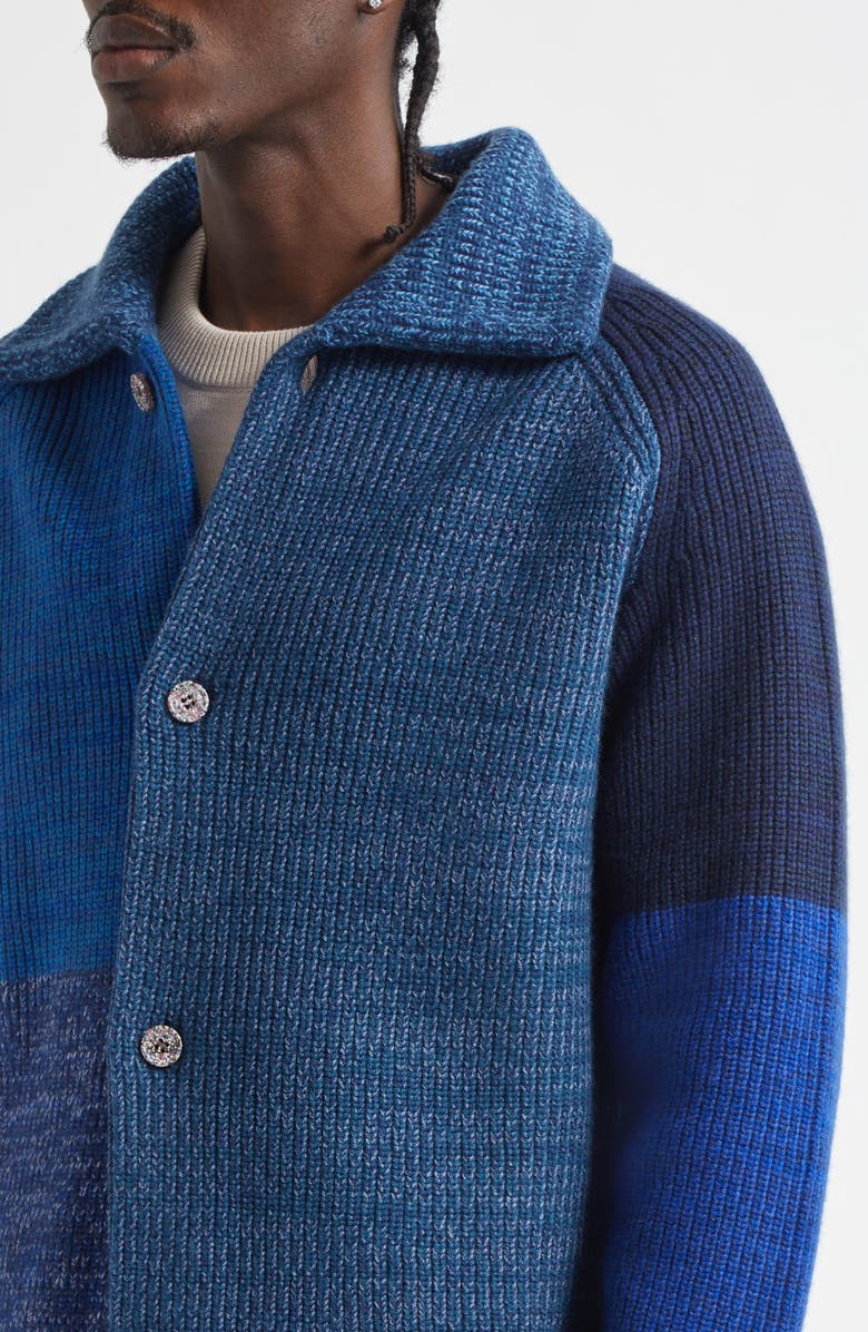 Waste Yarn Project Una Marled Colorblock Cardigan, Alternate, color, Tonal Blue