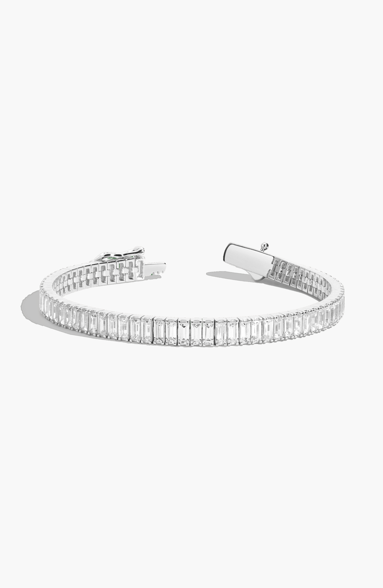 Aurate Lab Grown Sapphire Baguette Tennis Bracelet, Alternate, color, Sterling Silver