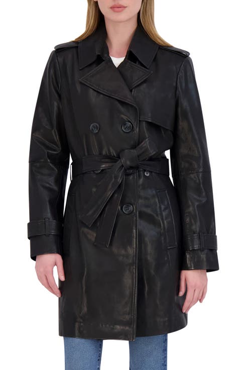 Natalie Leather Trench Coat