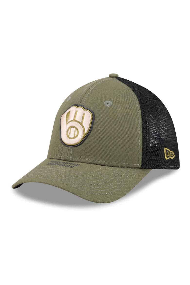 Men's New Era  Olive Milwaukee Brewers 2026 Armed Forces Day 39THIRTY M-Crown Flex Hat, Alternate, color, Olive