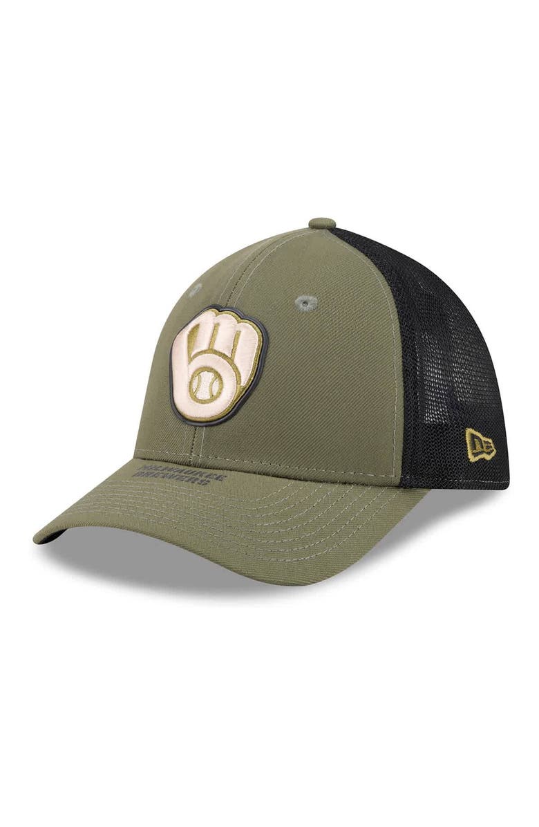 New Era Men's New Era  Olive Milwaukee Brewers 2026 Armed Forces Day 39THIRTY M-Crown Flex Hat, Alternate, color, Olive