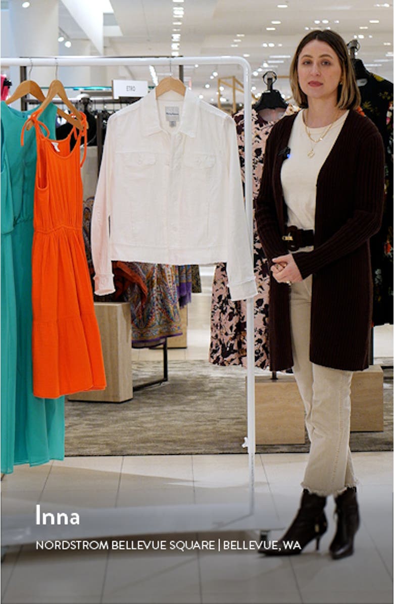 Breezy Palm Raw Edge Linen Jacket, sales video thumbnail