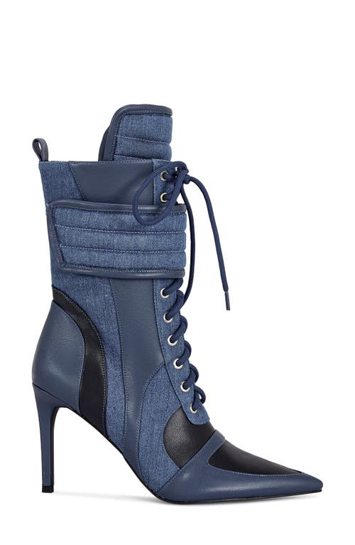 Azalea Wang Amada Patchwork Bootie In Blue