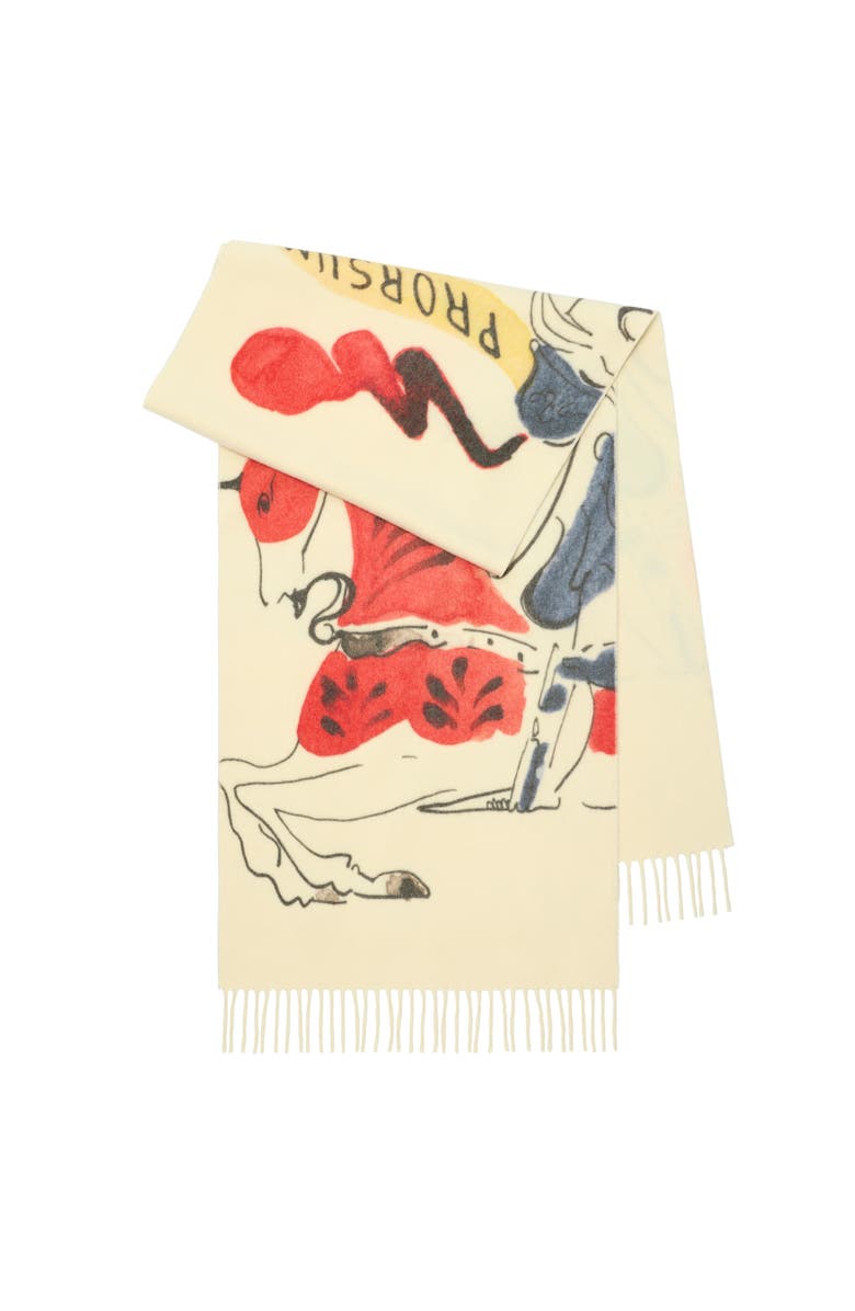 Burberry Watercolour EKD Cashmere Scarf, Main, color, Chalk White