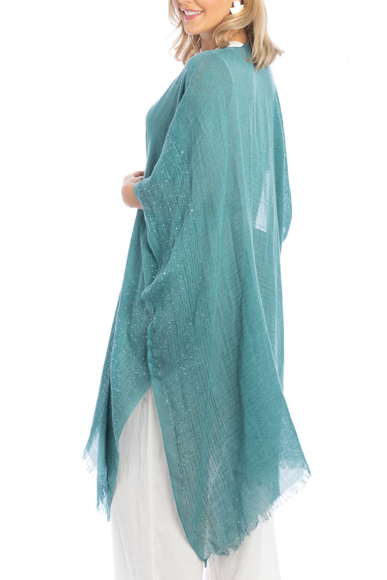 Sequin Embellished Ruana, Alternate, color, TURQUOISE