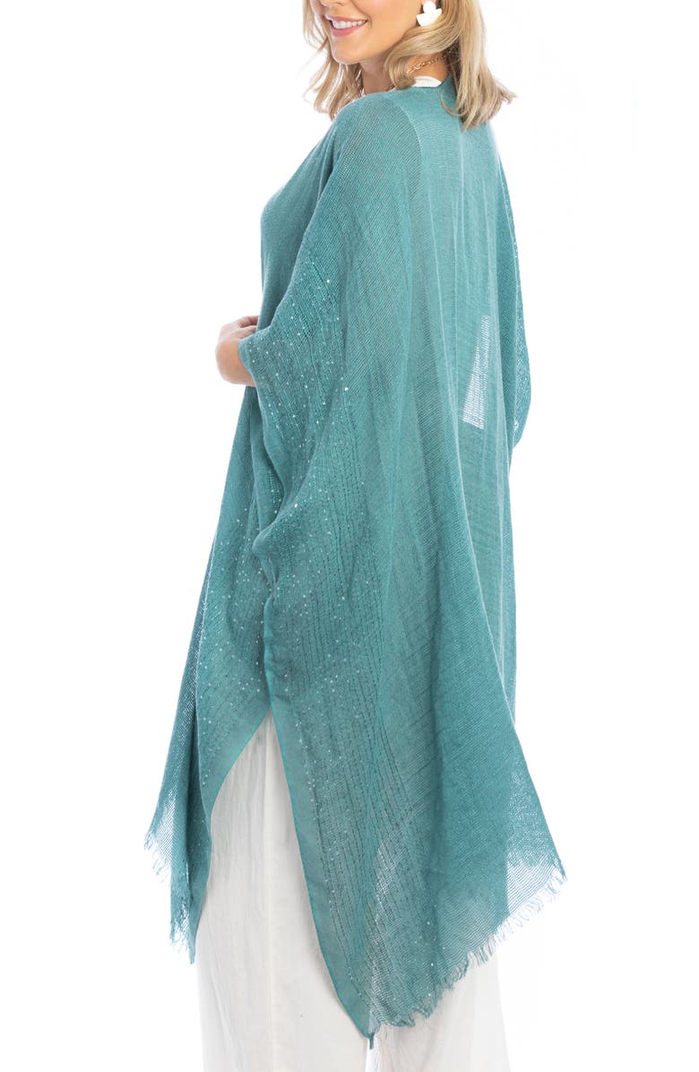 SAACHI Sequin Embellished Ruana, Alternate, color, Turquoise