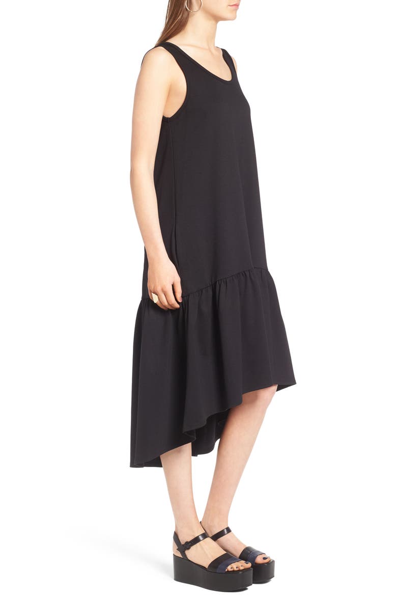 Flounce Midi Dress, Alternate, color, BLACK