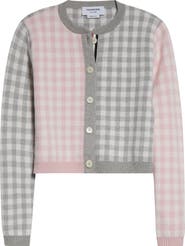 Thom Browne Fun-Mix Gingham Check Bird's Eye Wool Blend Cardigan