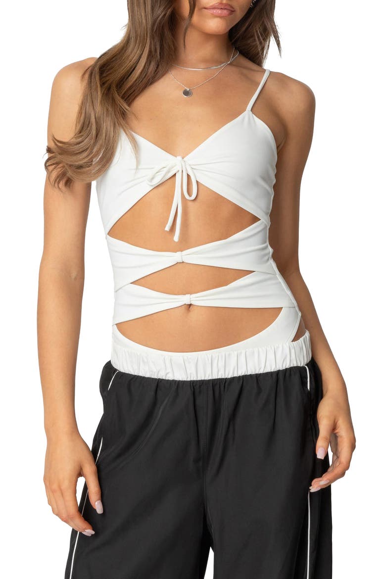 Serene Cutout Bodysuit, Main, color, WHITE
