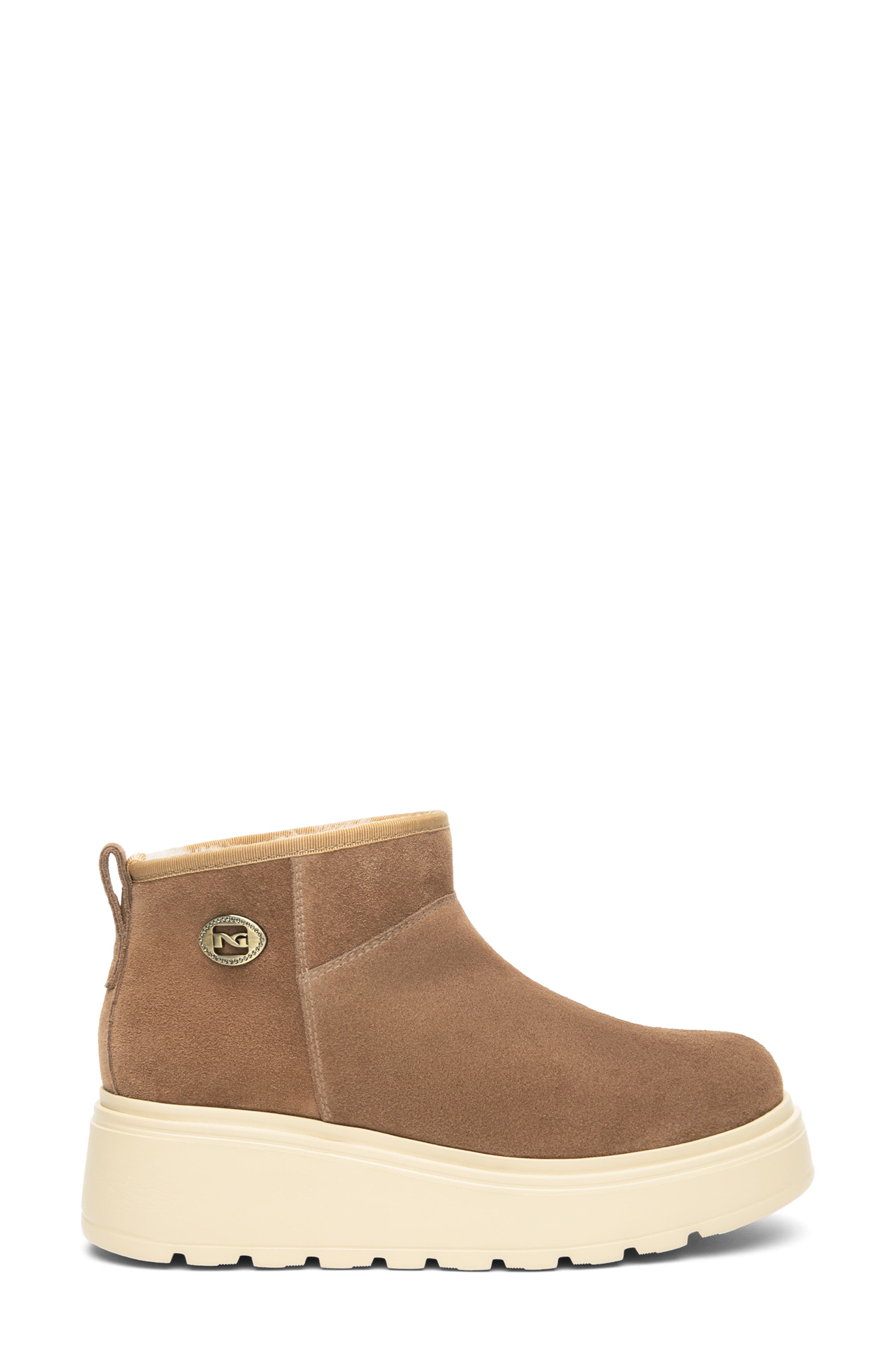 NeroGiardini Faux Shearling Platform Bootie, Alternate, color, Chestnut