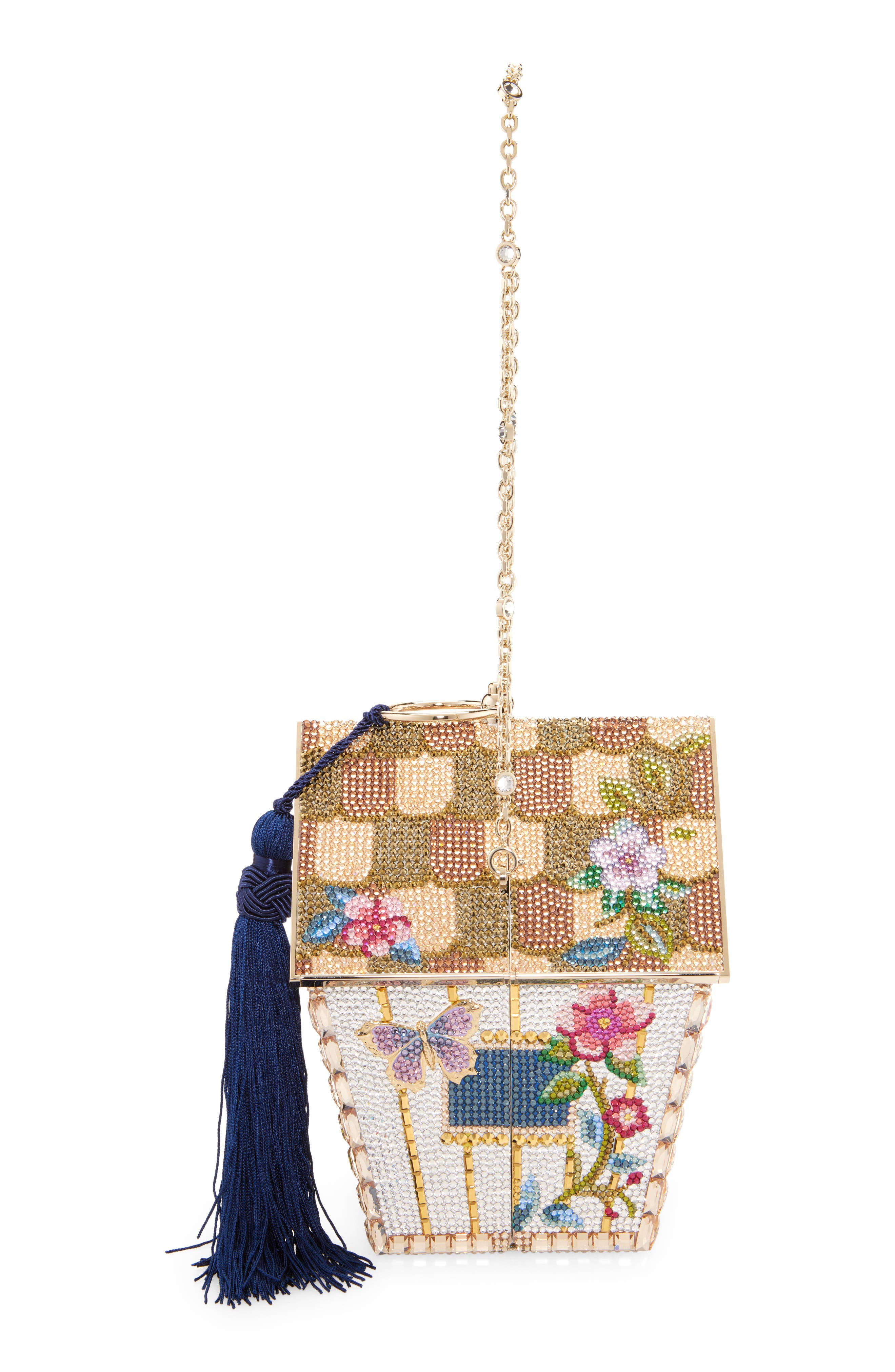Judith Leiber Cottage Romance Crystal Embellished Clutch, Alternate, color, Champagne Multi