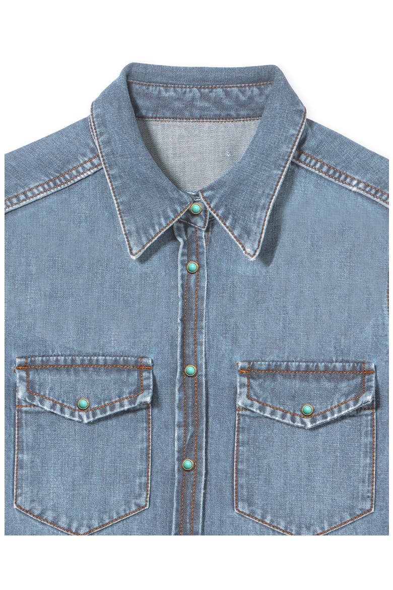 Brigitte Slim Fit Bleach Wash Denim Shirt, Alternate, color, PALE BLUE