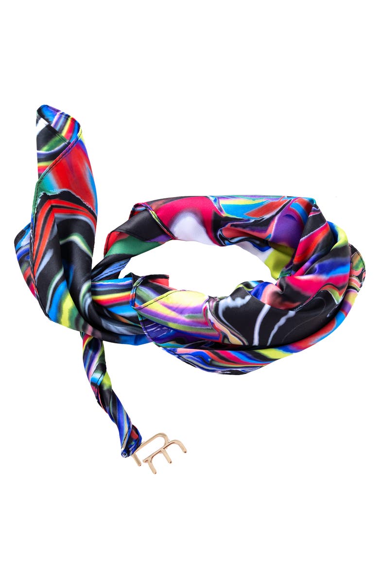 Dai Moda TY Print Versa Scarf with logo hardware, Main, color, Multi