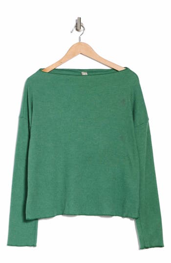 Go Couture Long Sleeve Pullover Sweater In Green