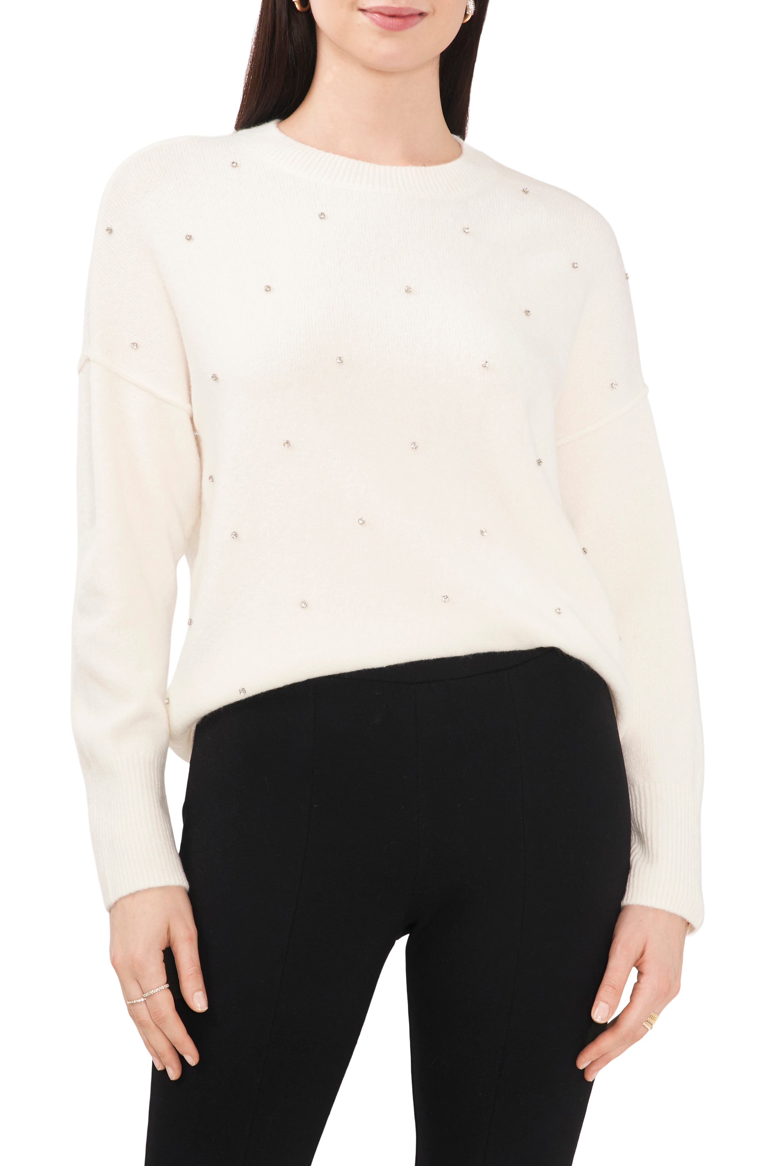 Rhinestone Cozy Crewneck Sweater - image 3
