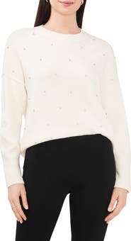 Chaus Rhinestone Cozy Crewneck Sweater