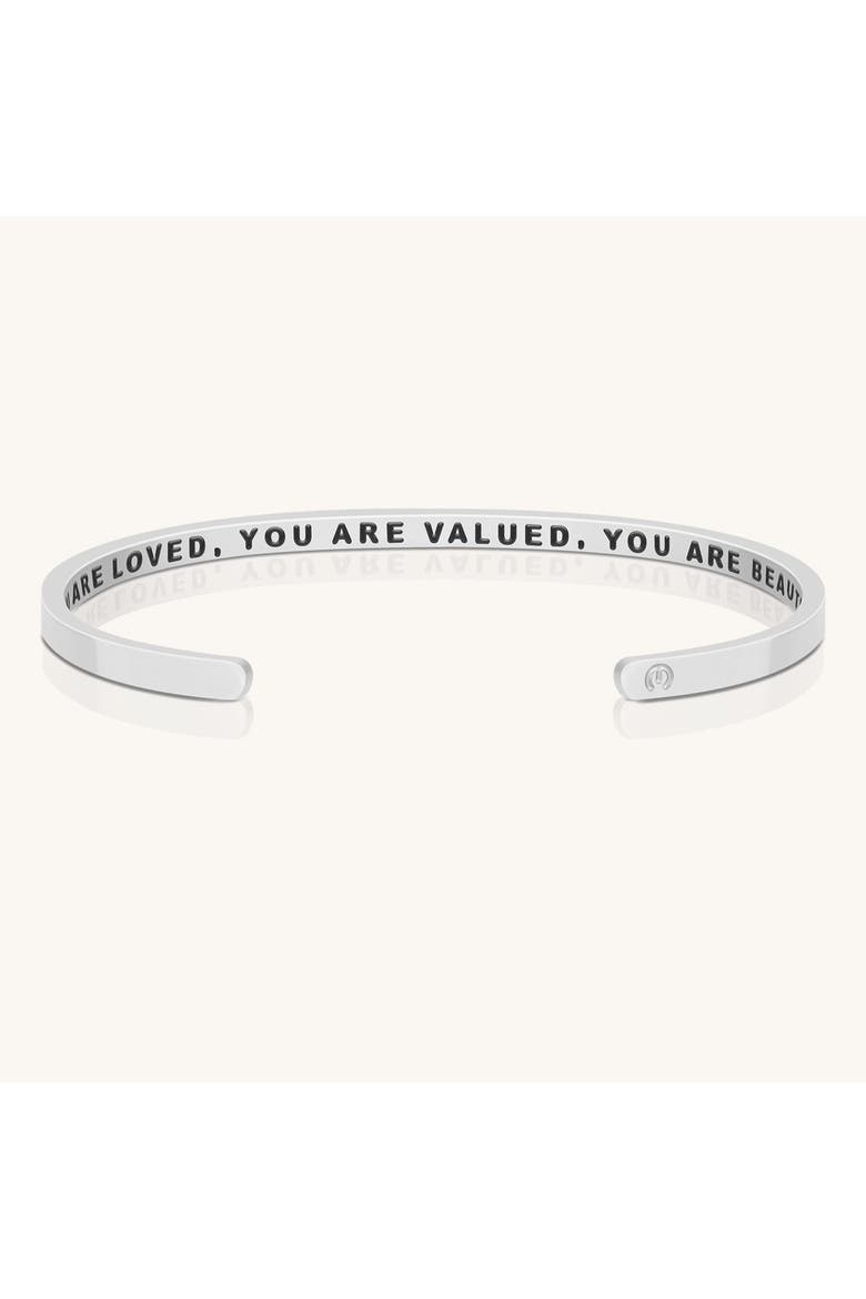 You Are Loved, You Are Valued, You Are Beautiful (within) bracelet, Main, color, Outside - Silver