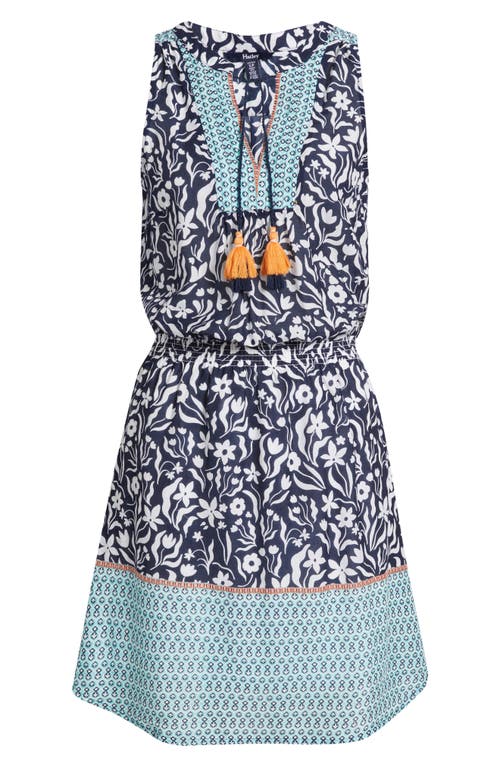 Hatley Chloe Wavy Flowers Mixed Print Dress In Patriot Blue