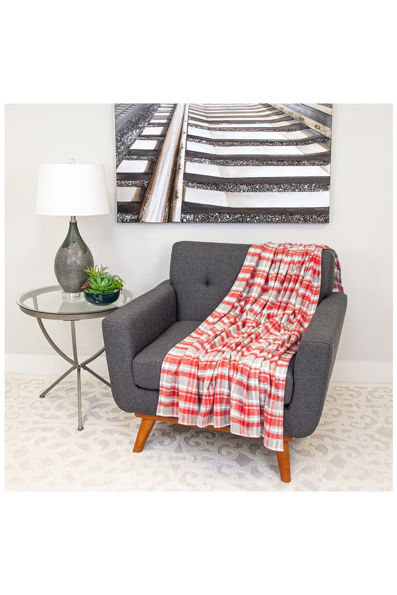Plaid Cotton Throw Blanket, Alternate, color, RED