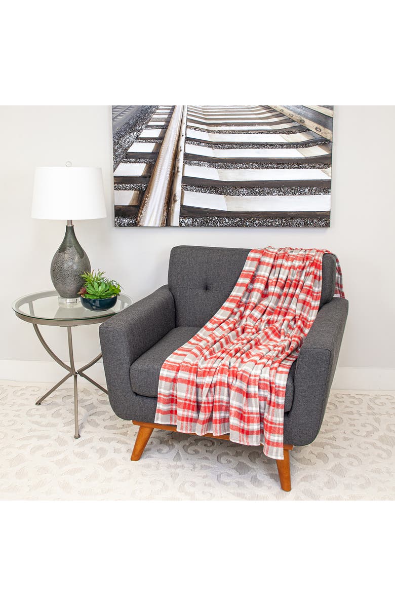 PARKLAND COLLECTION Plaid Cotton Throw Blanket, Alternate, color, Red