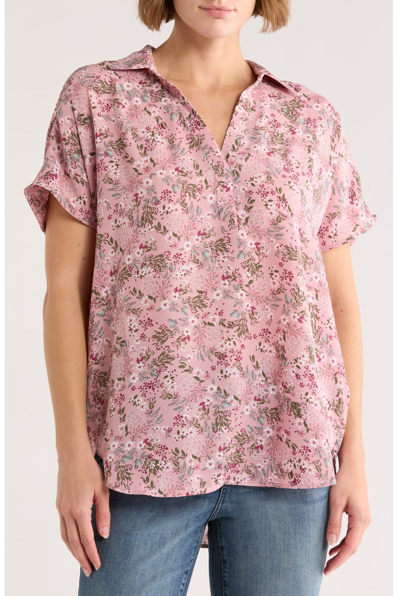 Becky Split Neck Woven Top, Main, color, BERRY FIELDS