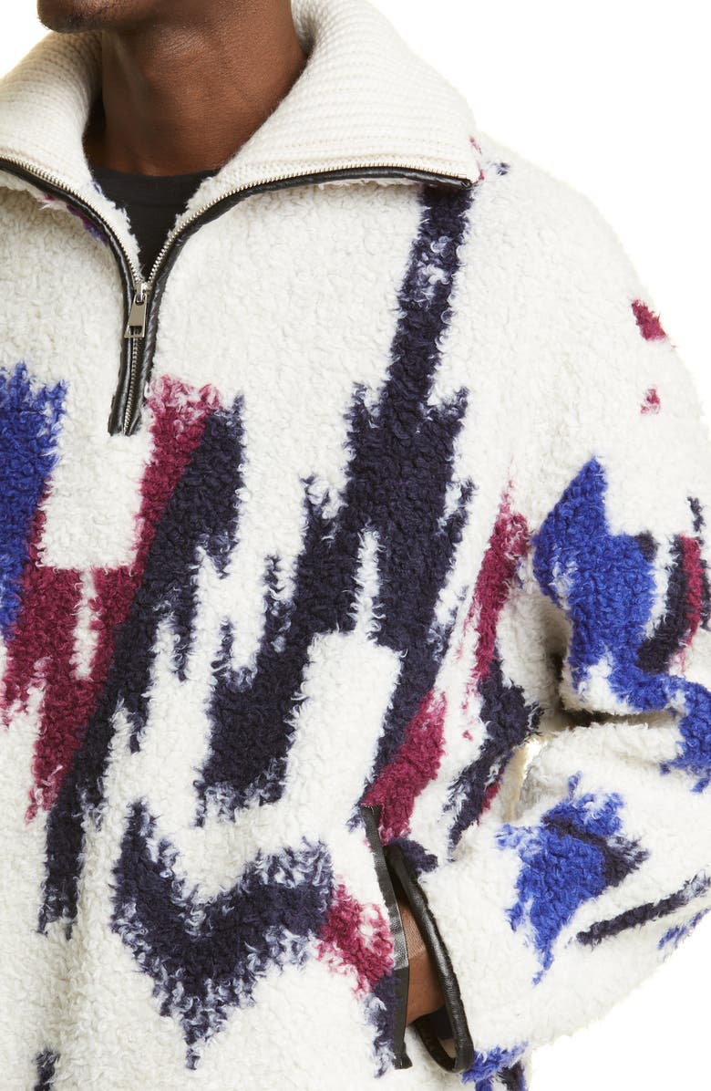 Isabel Marant Men's Marlon Geo Print Quarter Zip Fleece Pullover, Alternate, color, 