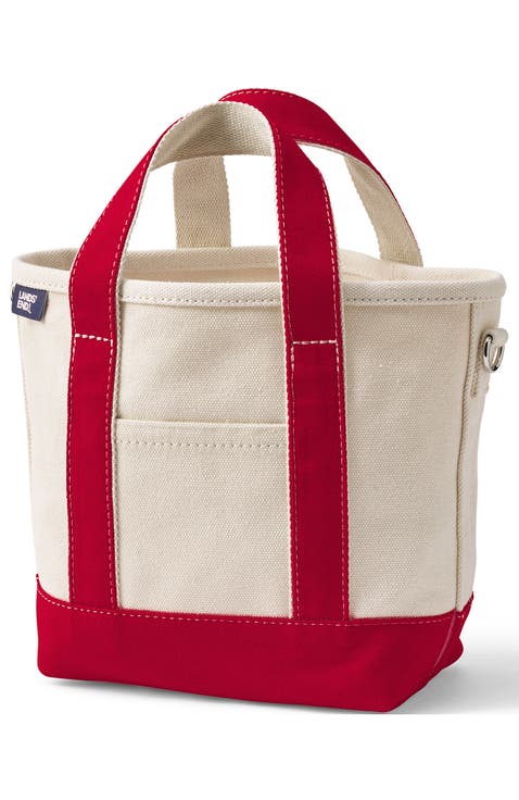 Lands’ End Canvas Open Top Tote Bag  Regular & Long Handle Carry All - Stylish  for Work  Travel  Beach  Errands  Great Gift