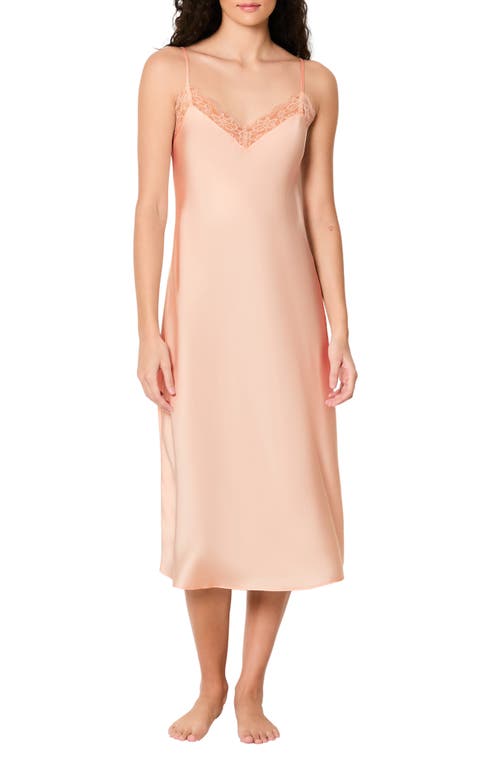 Etam Desire Nuisette Lace Trim Satin Nightgown In Powder Pink