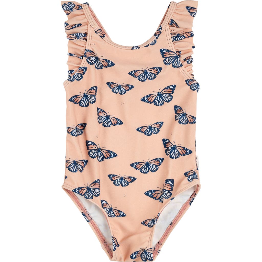 Petit Lem Kids' Monarch One-piece Swimsuit In Coral