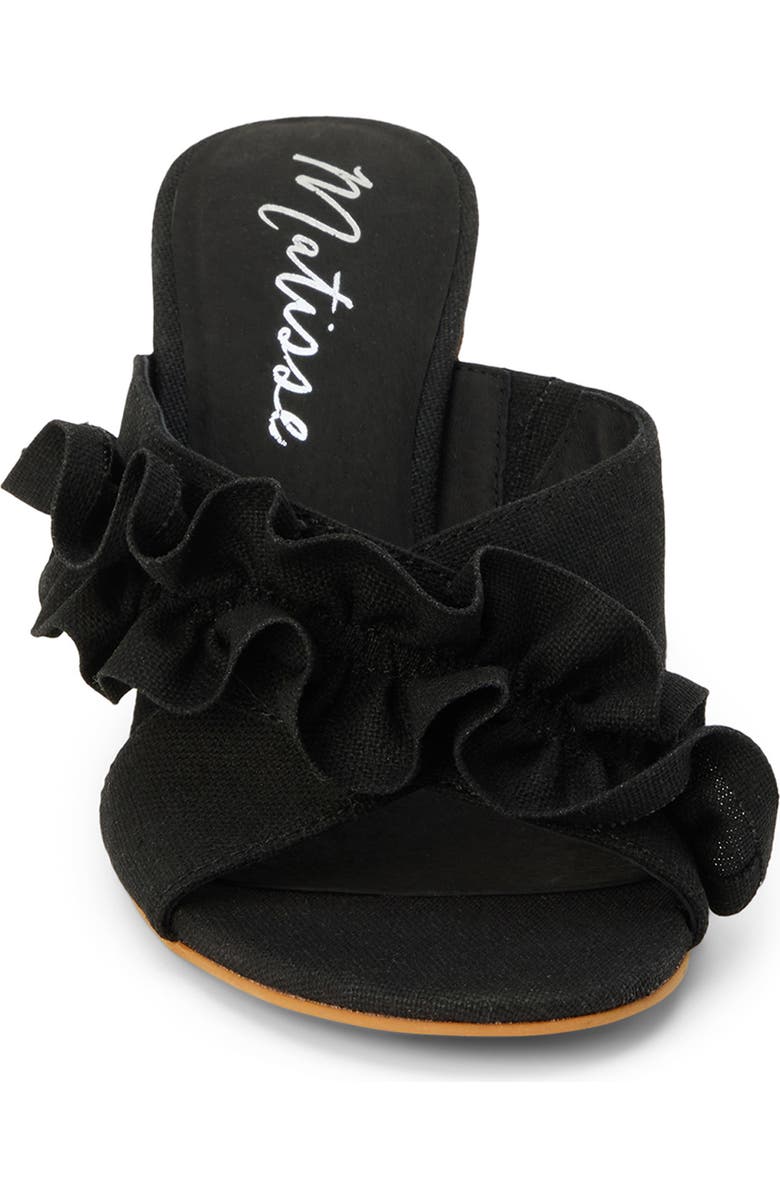 Matisse Ruffle Strap Block Heel Mule Sandal, Alternate, color, Black