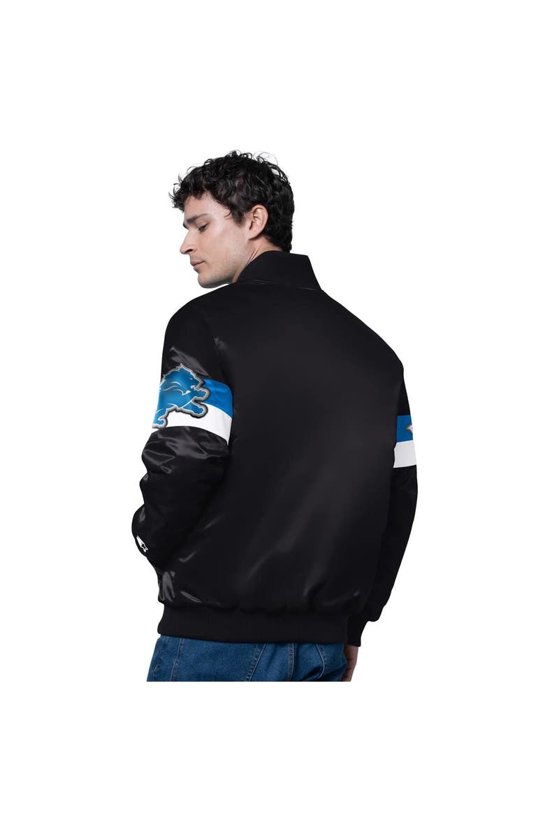 Men's Starter Black Detroit Lions Triple Option Full-Snap Varsity Jacket, Alternate, color, Black