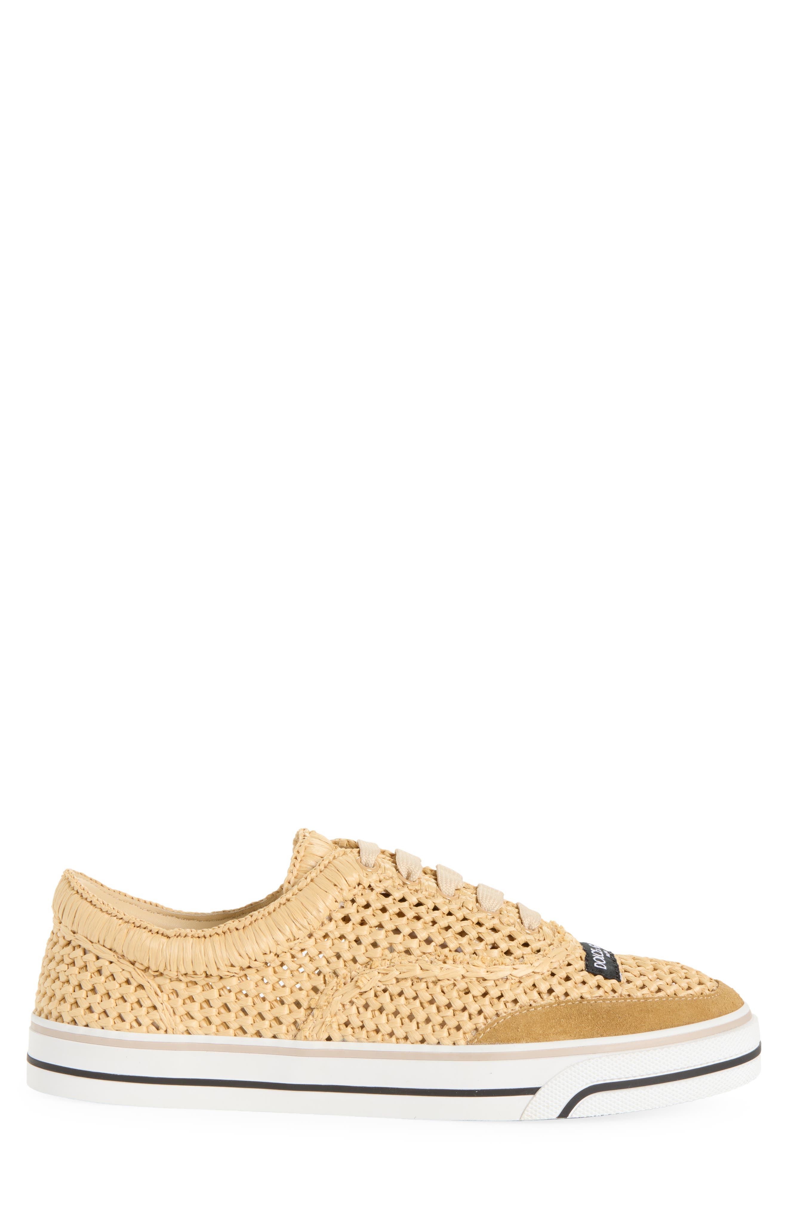 Raffia Lace-Up Sneaker, Alternate, color, CREMA/ NATURALE
