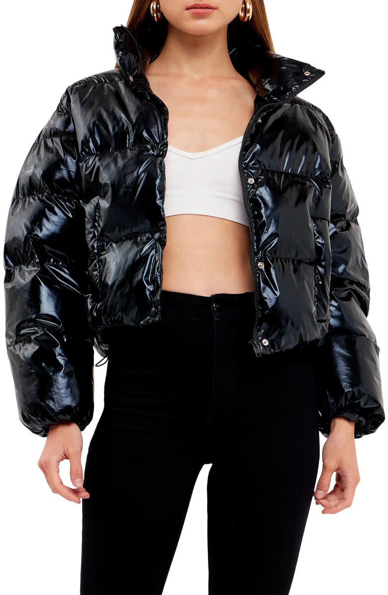 Grey Lab Crop Puffer Jacket, Main, color, 