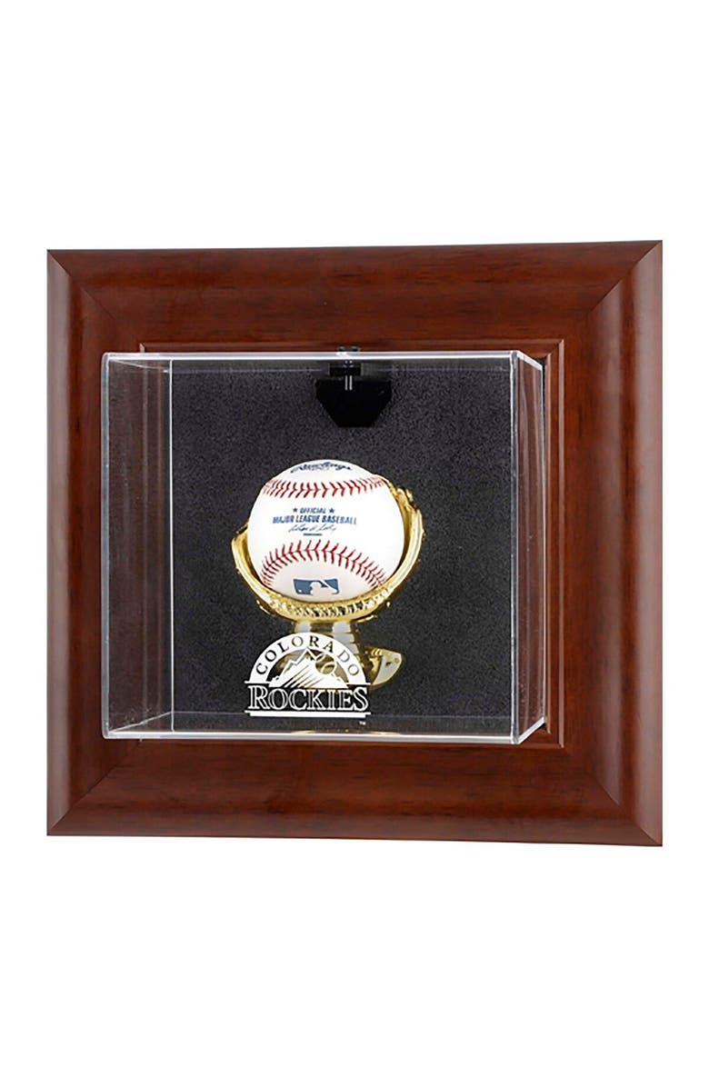 FANATICS AUTHENTIC Colorado Rockies Brown Framed Wall-Mounted Logo Baseball Display Case, Main, color, 