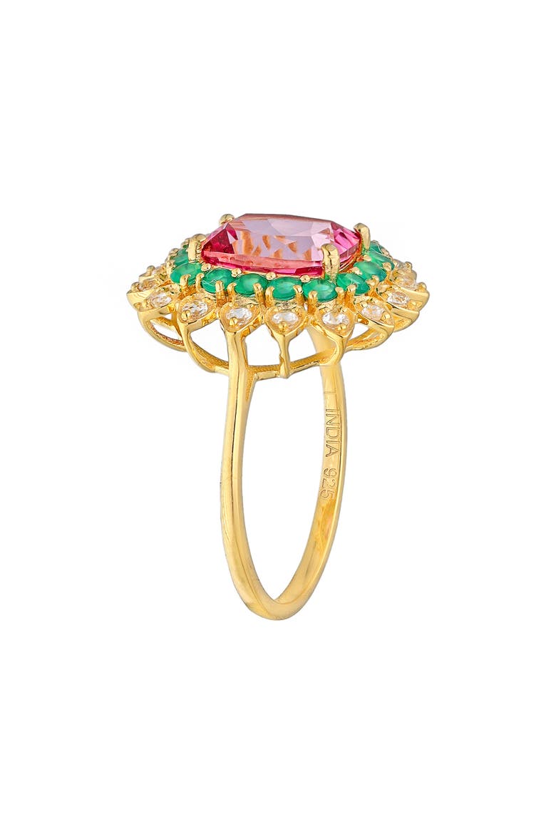 Pink Topaz, Green Onyx & White Topaz Ring, Alternate, color, PINK