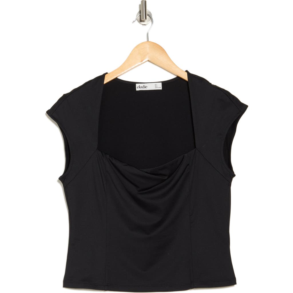 Elodie Double Lined Square Neck T-shirt In Black