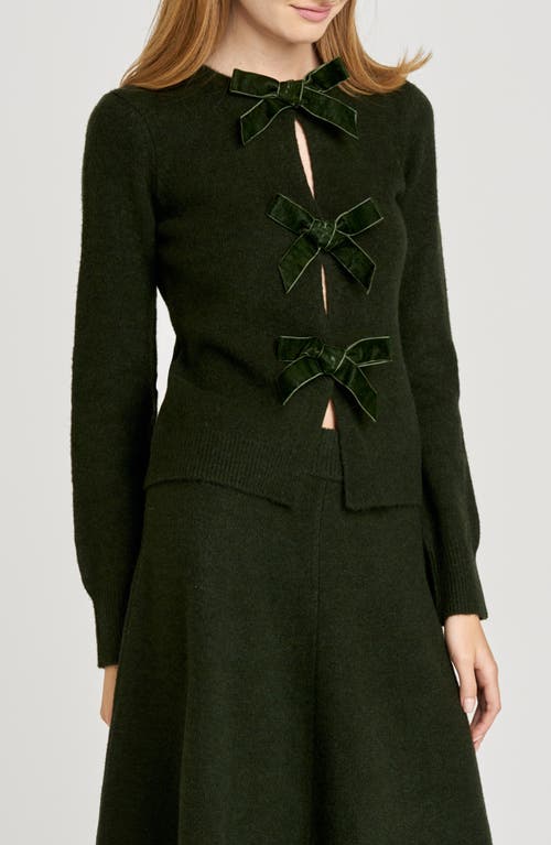 Wayf Kayla Velvet Bow Front Cardigan In Multi