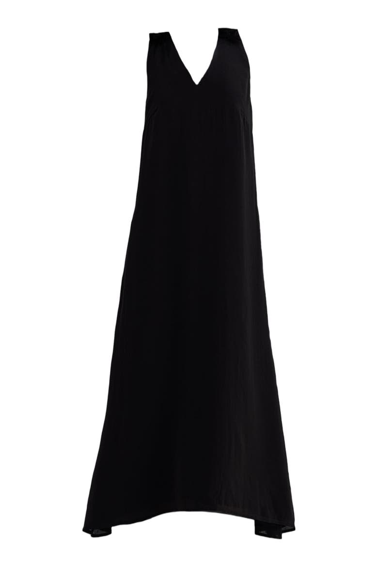 Crossed in Chic Sleeveless Maxi Dress in Black, Alternate, color, Solid