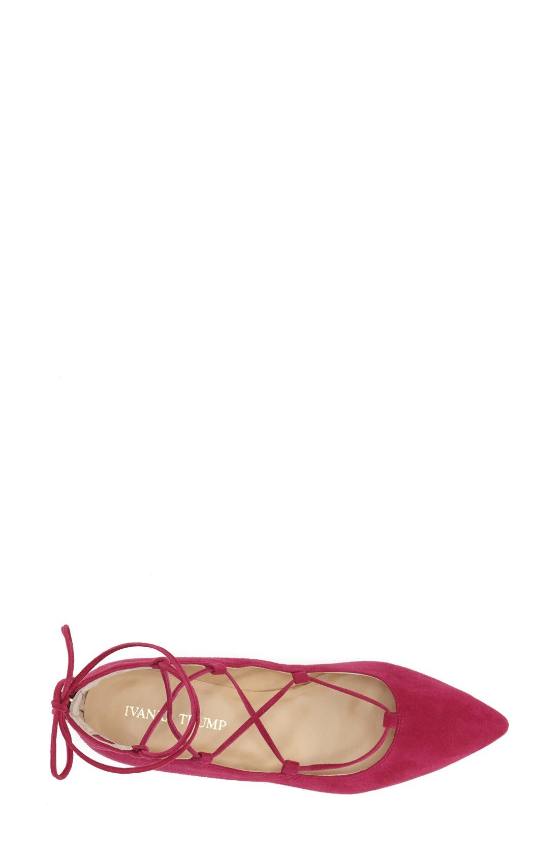 'Tropica' Pointy Toe Ghillie Flat, Alternate, color, FUSCHIA SUEDE