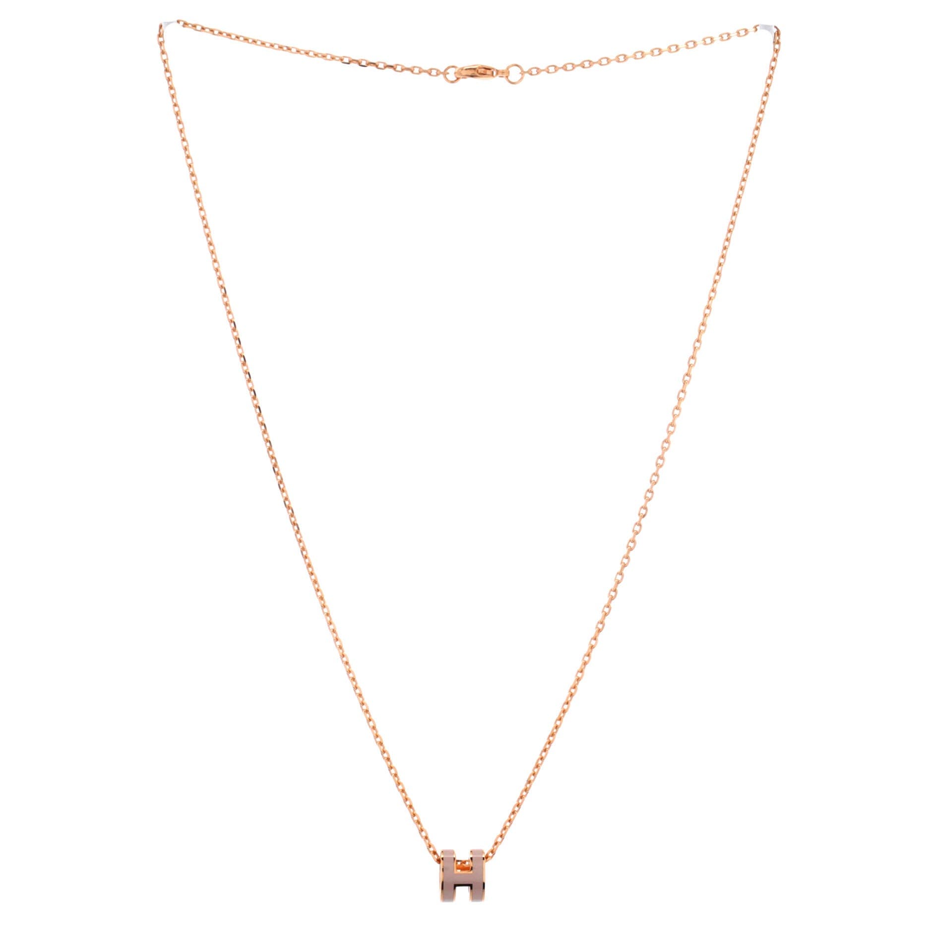 Pop H Pendant Chain Necklace Metal and Enamel Mini, Alternate, color, Neutral