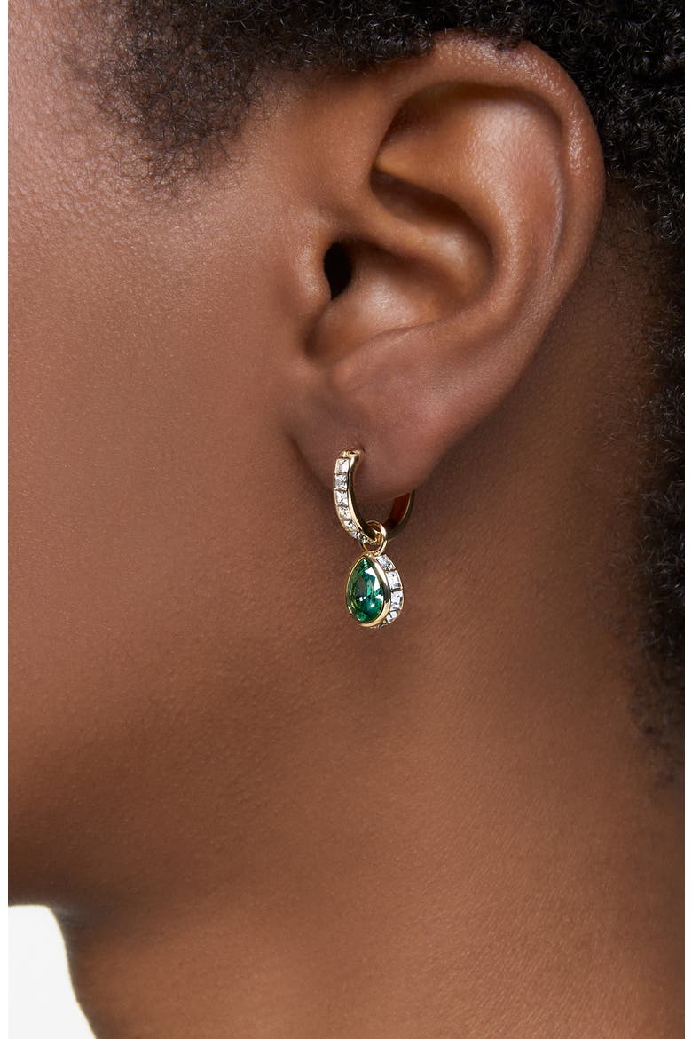 Chroma Crystal Hoop Drop Earrings, Alternate, color, GREEN