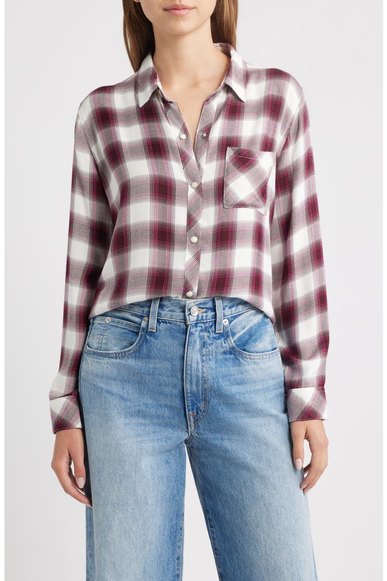 Hunter Plaid Button-Up Shirt, Main, color, RASBERRY WINE