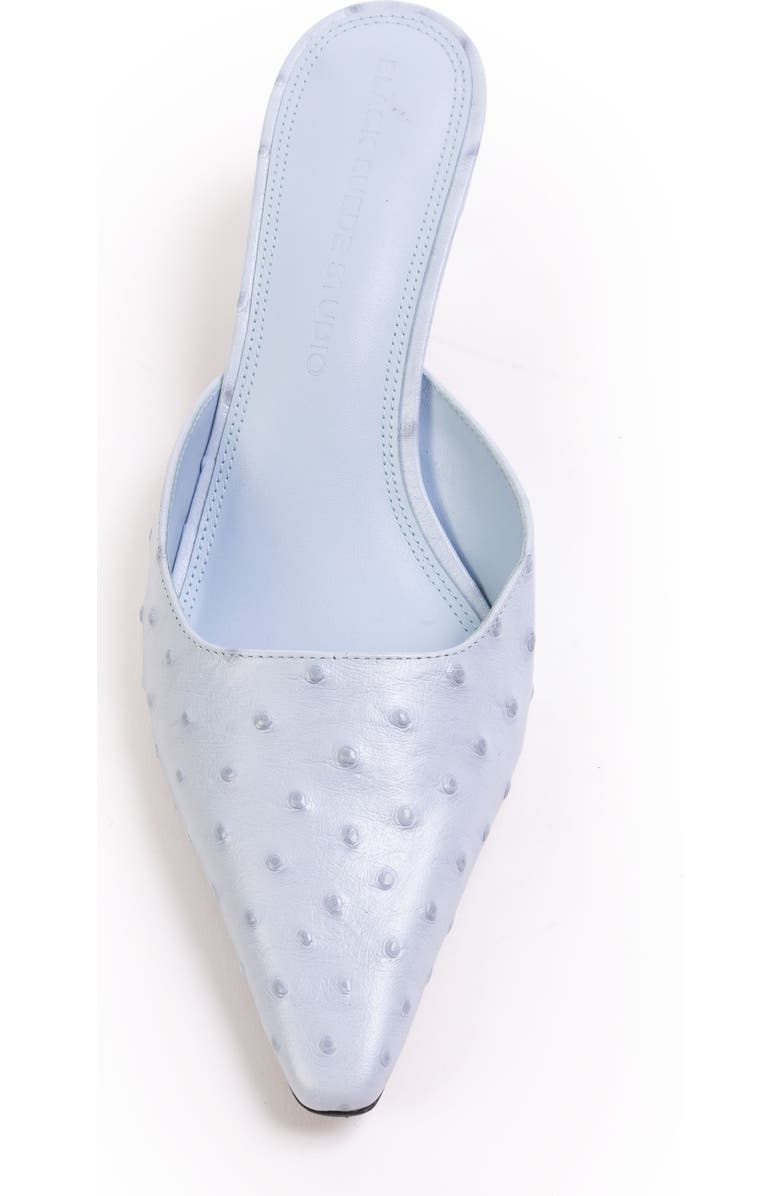 BLACK SUEDE STUDIO Riley 50 Ostrich Mule, Alternate, color, Sky Ostrich Leather