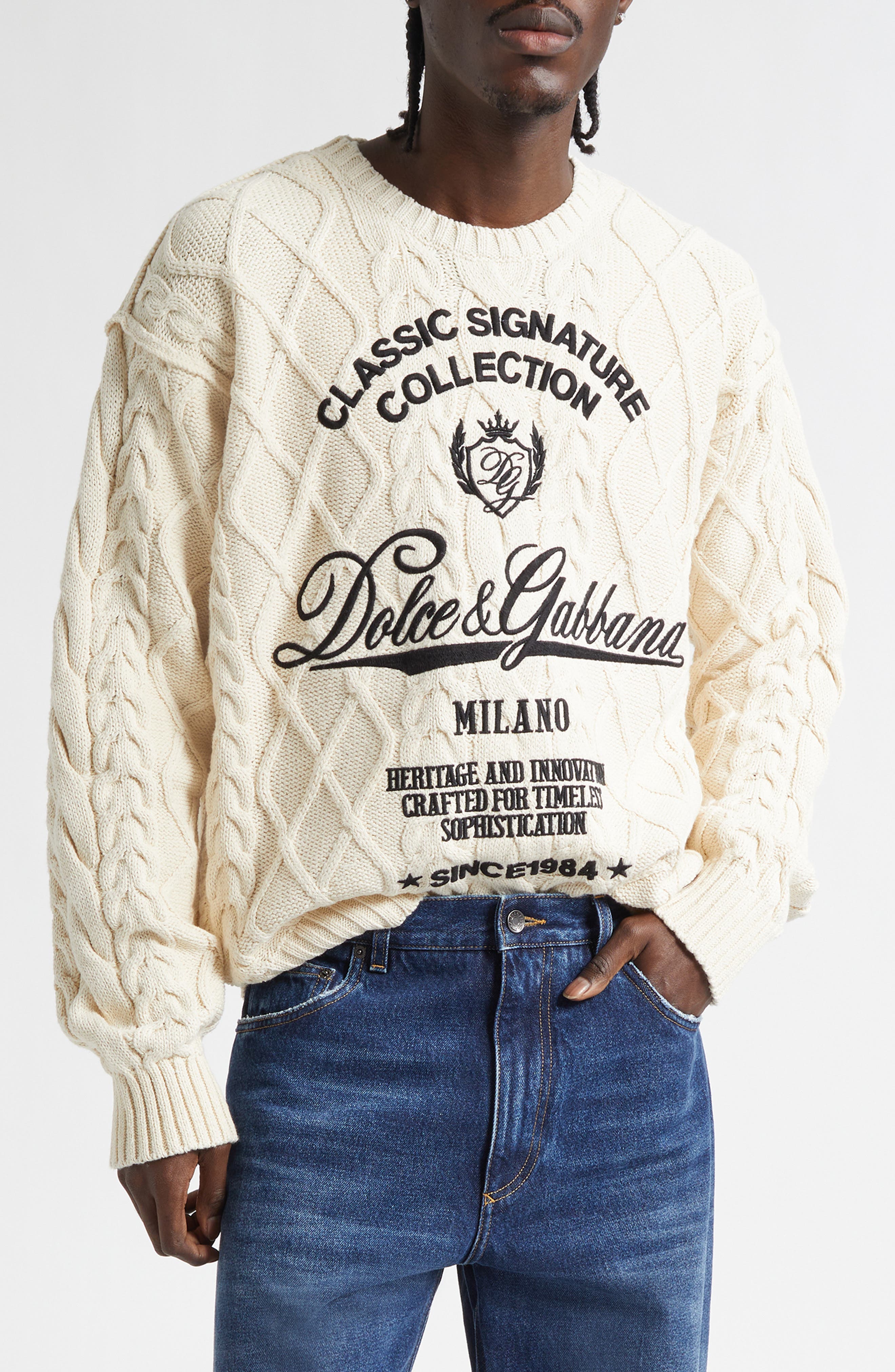 Embroidered Cable Stitch Sweater