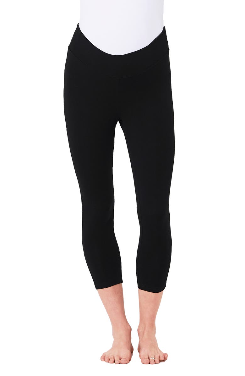 Ripe Maternity Organic Essential 3/4 Leggings, Main, color, Black