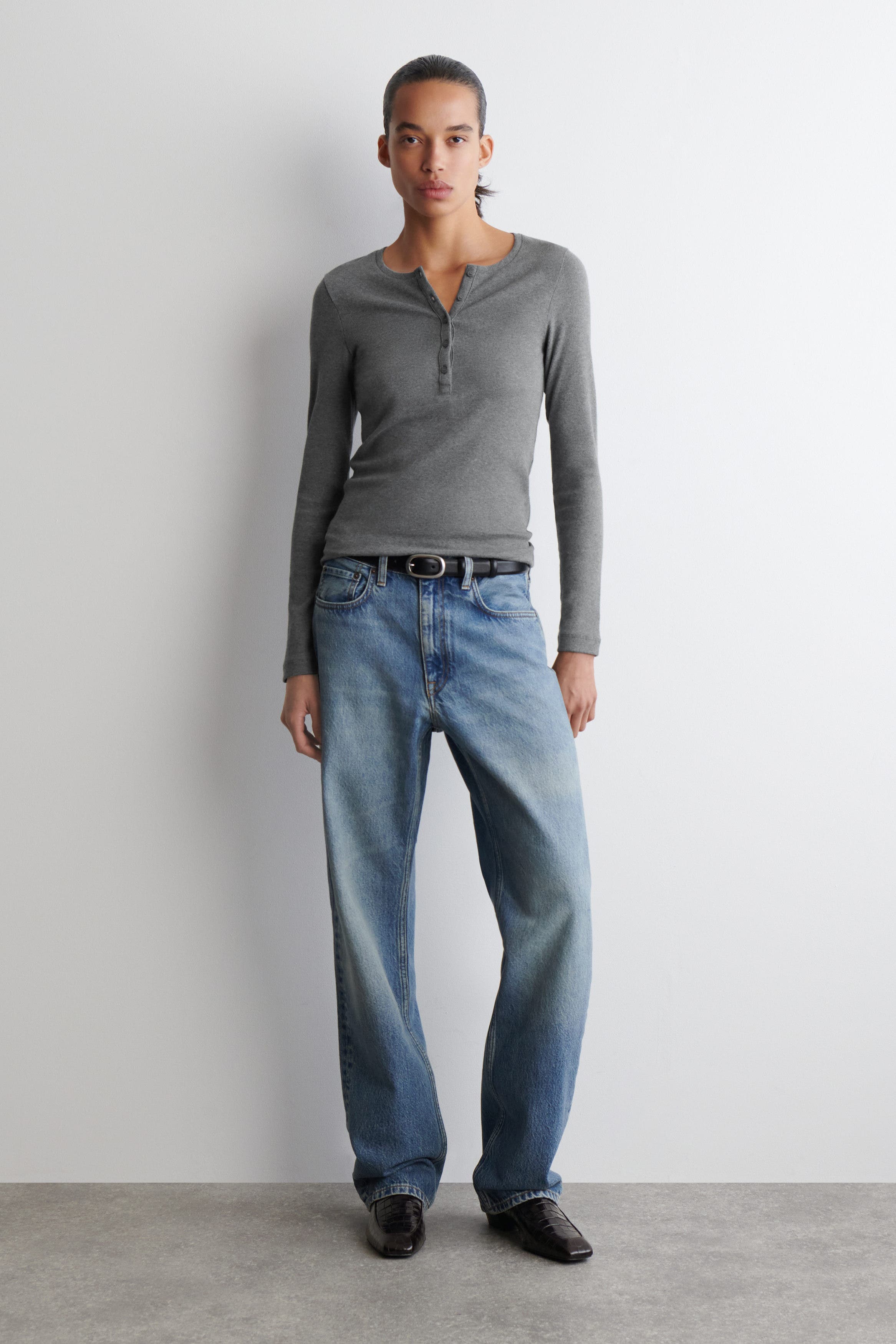 Long-Sleeved Henley Top - image 2