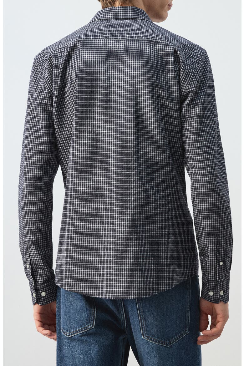 Regular Fit Check Cotton Blend Button-Up Shirt, Alternate, color, NAVY
